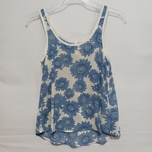 Mudd Women's Blue Floral Daisy Poly Chiffon Tank Sz XS